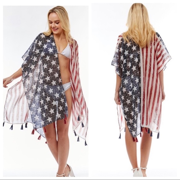 🇺🇸3rd RESTOCK! Stars and Stripes Cover up/kimono - Picture 1 of 7